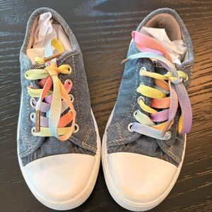 Size 13 Girls Sneakers. Colored Laces. Canvas Material.